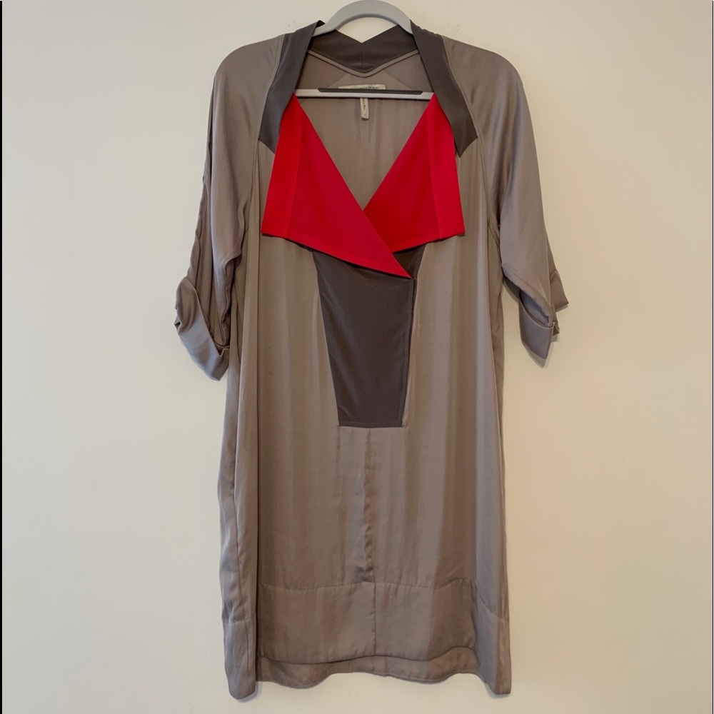 BCBG MaxAzria RUNWAY Gray & Pink Shift Dress Sz S